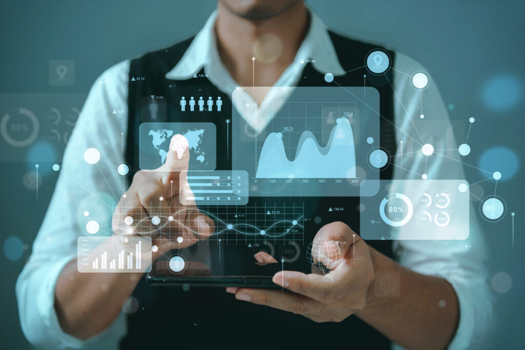 business intelligence and big data analysis technology with char